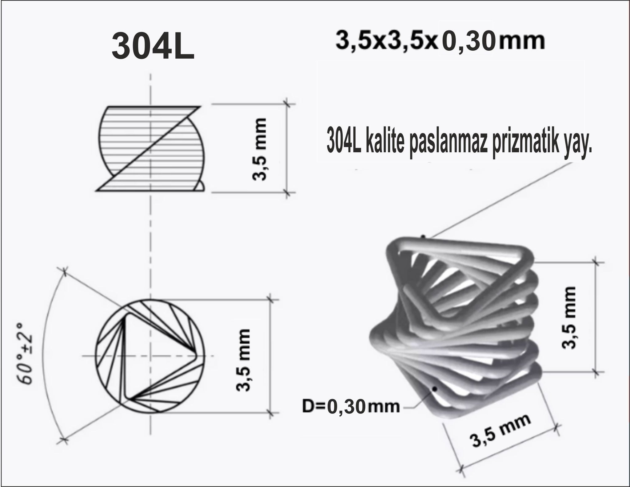 304L Paslanmaz Çelik Spiral Prizmatik Ambalaj Reflü Distilasyonu için 0.500 gr