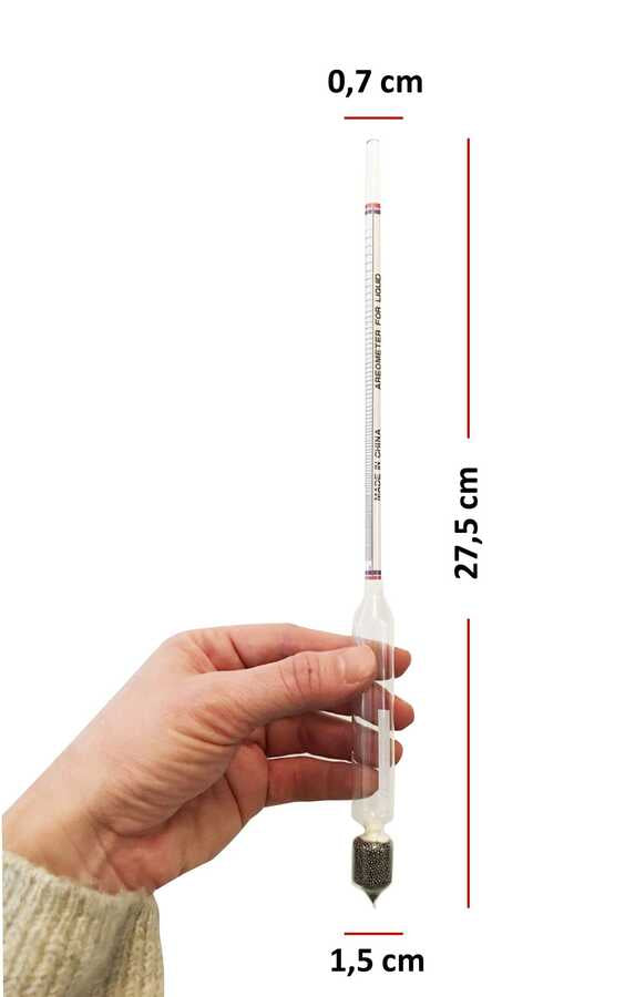AEK-Tech 0-100 Alkolmetre Hidrometre 1 adet ISOLAB 250ml Plastik Mezür